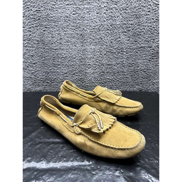 Gianfranco Lattanzi Suede Leather Tasseled Slip-On Loafers Beige Mens Size 42 EU